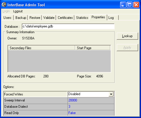InterBase Admin Tool
